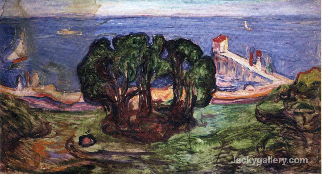 Trees on the Shore by Edvard Munch paintings reproduction